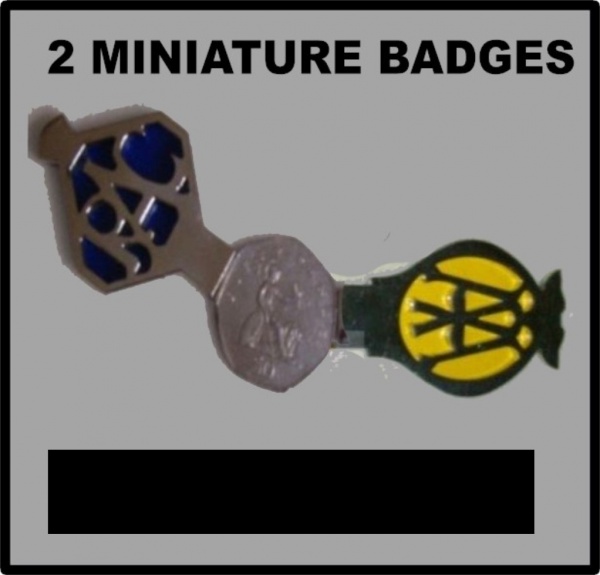 Tri-ang Vintage Pedal Car Miniature Metal AA and RAC Badges