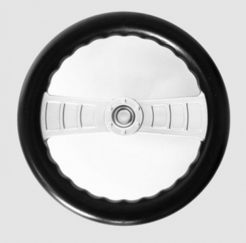 Black/silver plastic steering wheel